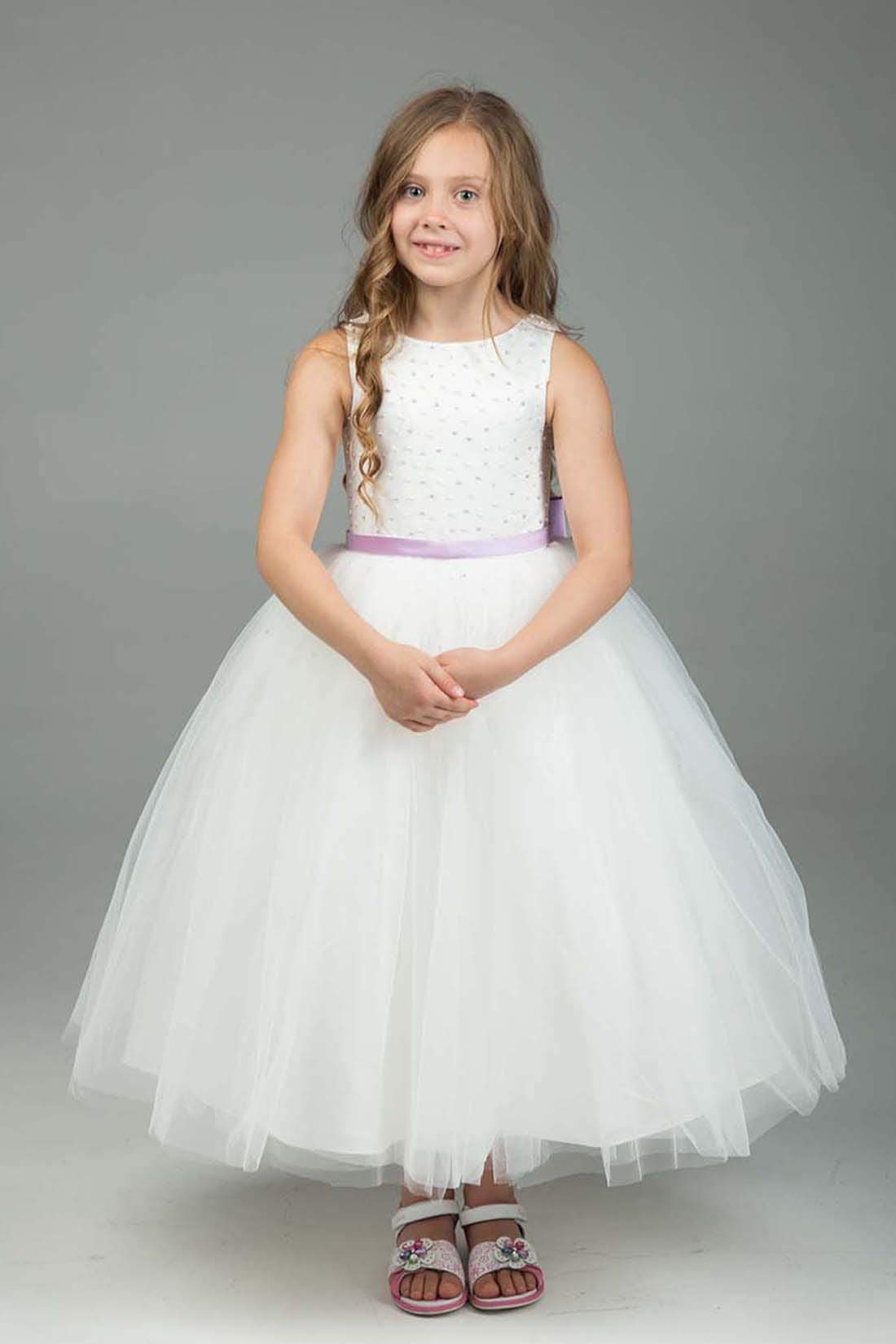 White & Lavender Flower Girl Dress - ARMONIIA