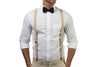 Beige Suspenders & Black Bow Tie