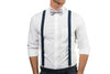 Navy Suspenders & Light Gray Bow Tie