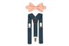 Navy Suspenders & Peach Bow Tie for Kids