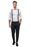 Black Suspenders & Light Gray Bow Tie