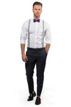 Light Gray Suspenders & Dark Purple Bow Tie