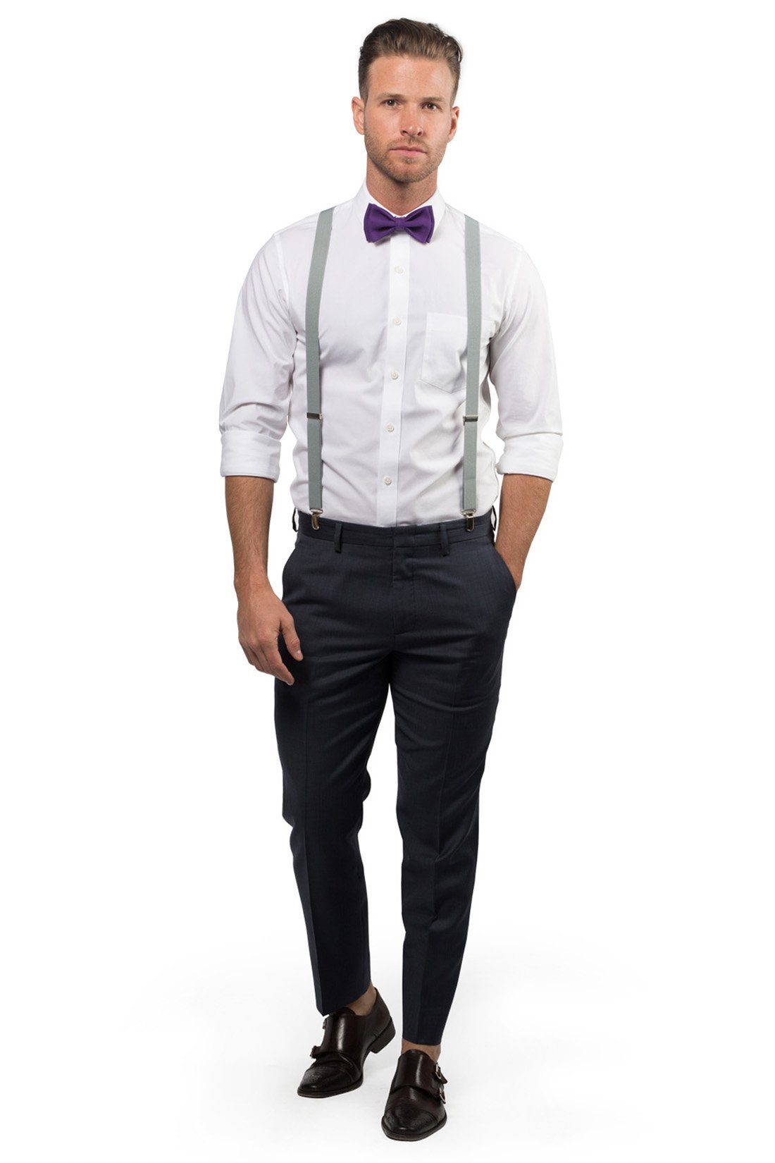 Light Grey Suspenders & Wisteria Bow Tie - Baby to Adult Sizes– Armoniia