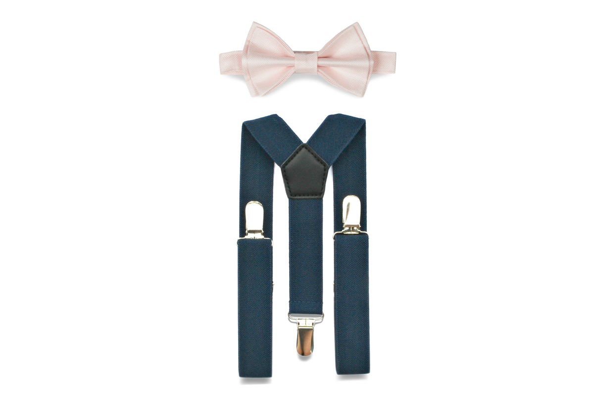 Navy Suspenders &amp; Petal Bow Tie for Kids