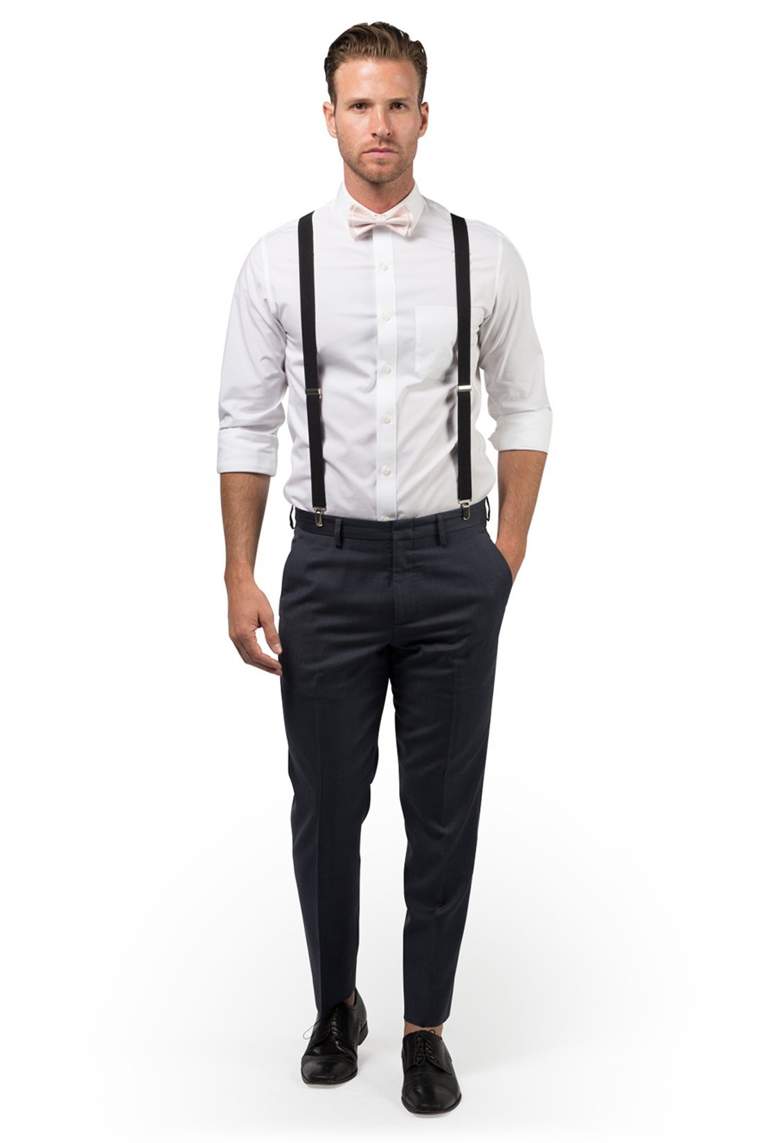 Black Suspenders & Petal Bow Tie