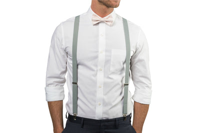 Light Gray Suspenders & Petal Bow Tie