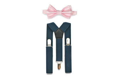 Navy Suspenders & Pink Bow Tie for Babies