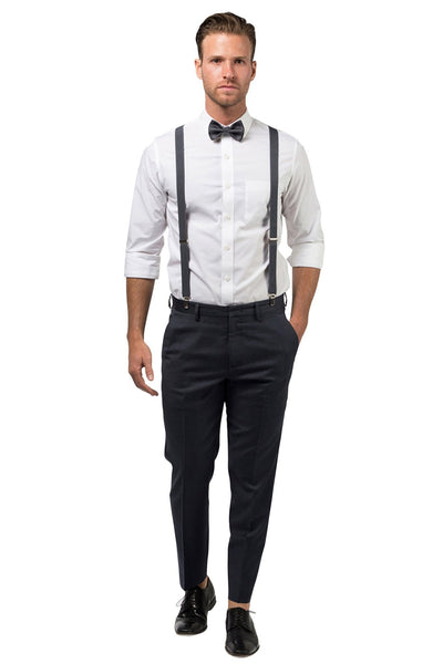 Charcoal Suspenders & Charcoal Bow Tie