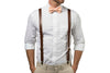 Brown Leather Suspenders & Peach Bow Tie