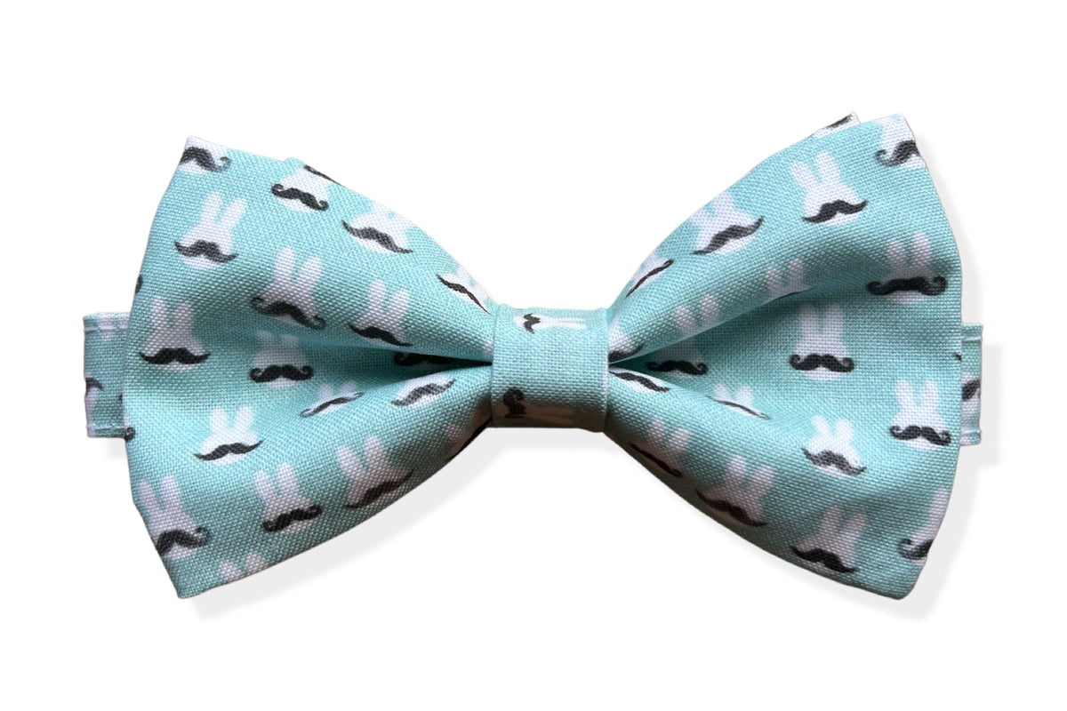 Mint Bunny Mustache Bow Tie