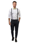 Charcoal Suspenders & Sage Bow Tie
