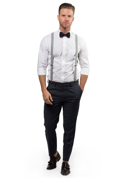 Light Gray Suspenders & Black Bow Tie
