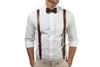 Brown Leather Suspenders & Brown Bow Tie