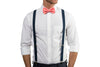 Navy Suspenders & Coral Bow Tie