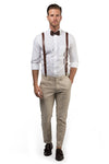 Brown Leather Suspenders & Brown Bow Tie