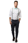 Light Gray Suspenders & Aqua Bow Tie