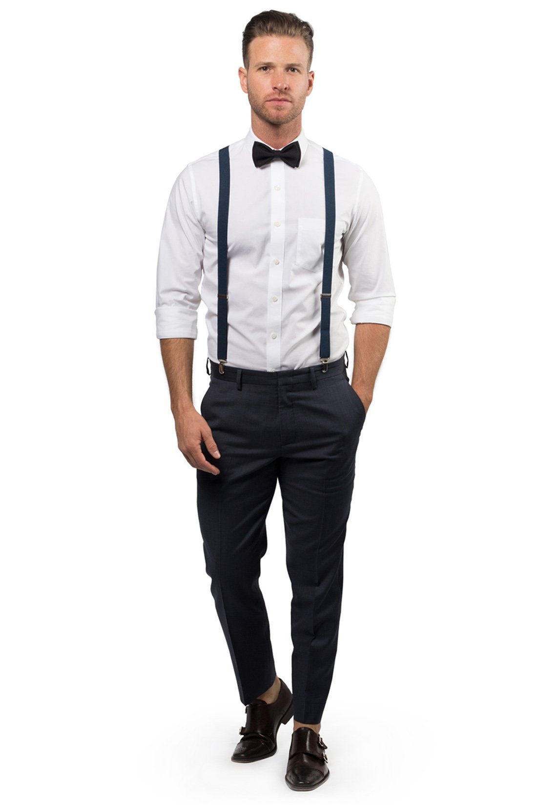 Navy Suspenders & Black Bow Tie - Baby to Adult Sizes– Armoniia