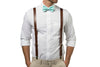 Brown Leather Suspenders & Aqua Bow Tie