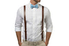 Brown Leather Suspenders & Baby Blue Bow Tie
