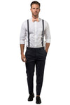 Charcoal Suspenders & Peach Bow Tie