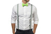 Light Gray Suspenders & Lime Bow Tie