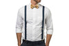 Navy Suspenders & Gold Bow Tie