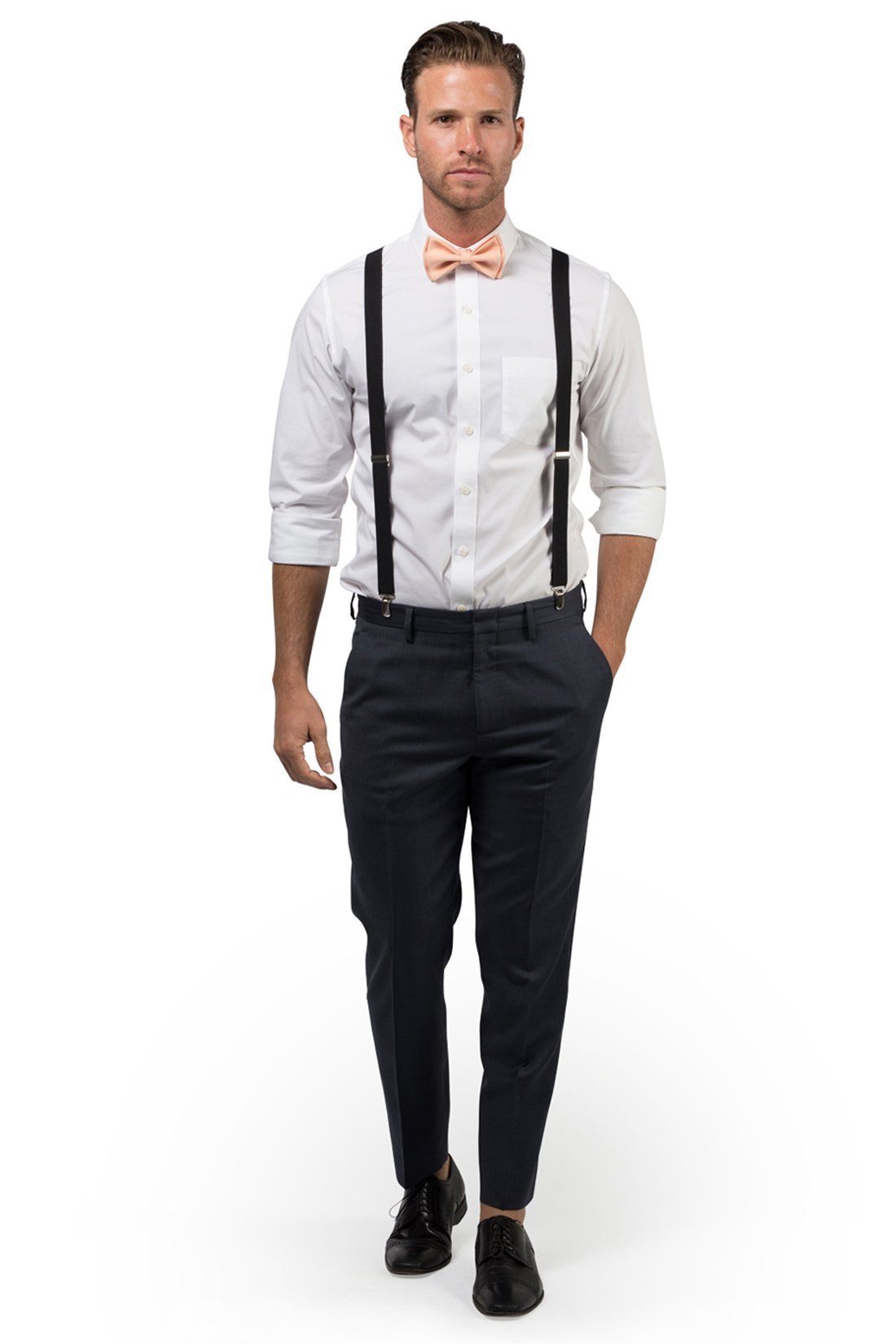 Black Suspenders &amp; Peach Bow Tie