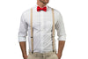 Beige Suspenders & Red Bow Tie