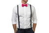 Charcoal Suspenders & Hot Pink Bow Tie