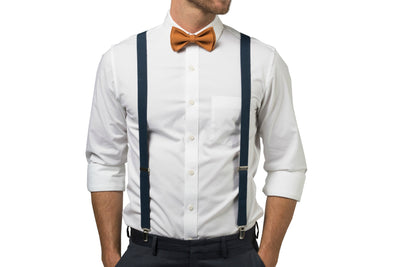 Navy Suspenders & Copper Bow Tie