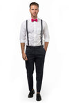 Charcoal Suspenders & Hot Pink Bow Tie