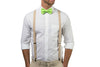 Beige Suspenders & Lime Bow Tie