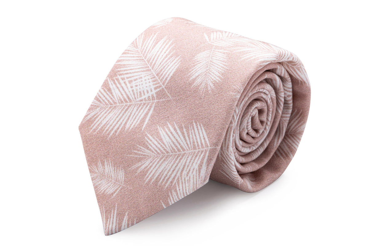 Blush palm leaves necktie for men