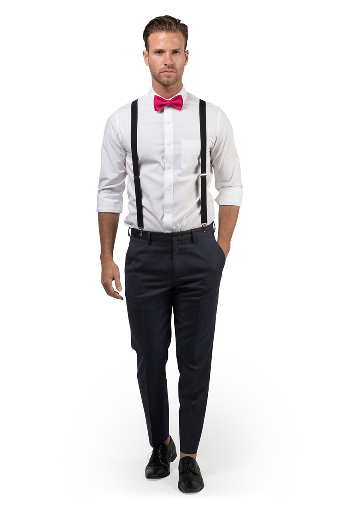 Black Suspenders &amp; Hot Pink Bow Tie