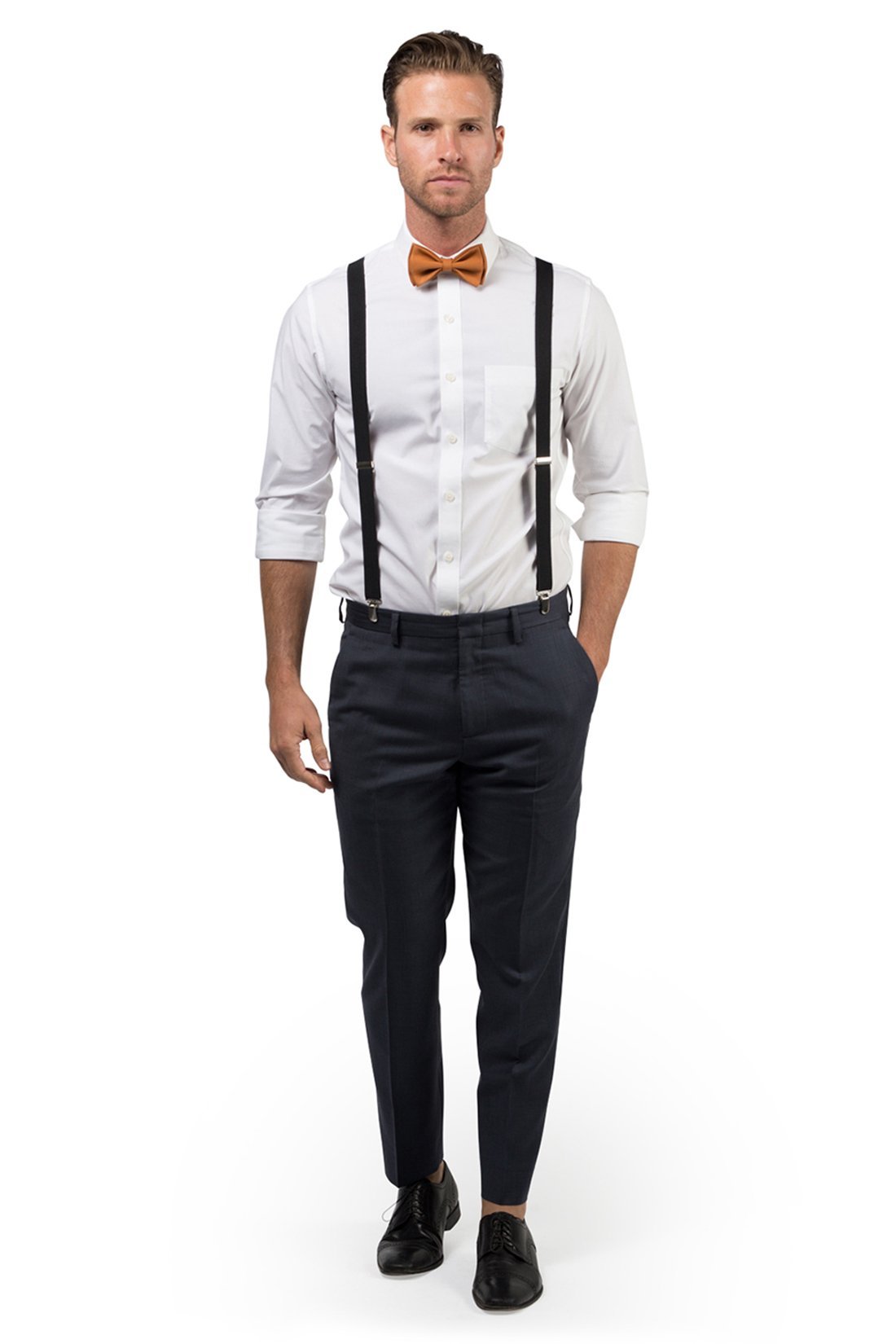 Black Suspenders &amp; Copper Bow Tie