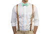 Tan Leather Suspenders & Mint Bow Tie