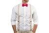 Beige Suspenders & Hot Pink Bow Tie