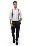 Charcoal Suspenders & Blush Bow Tie