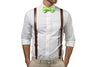 Brown Leather Suspenders & Lime Bow Tie