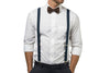 Navy Suspenders & Brown Bow Tie