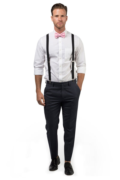 Black Suspenders & Candy Pink Bow Tie