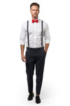 Charcoal Suspenders & Red Bow Tie