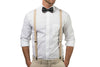 Beige Suspenders & Black Polka Dot Bow Tie