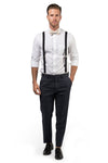 Black Suspenders & Cream Bow Tie
