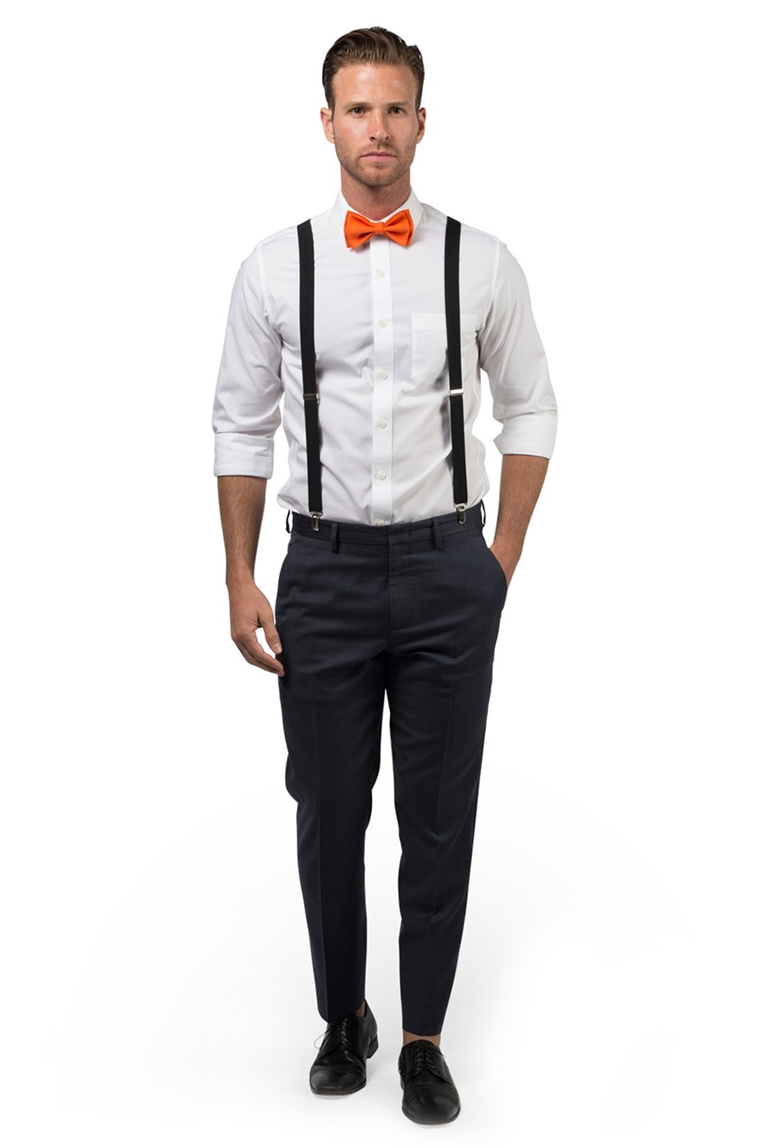 Black Suspenders &amp; Orange Bow Tie