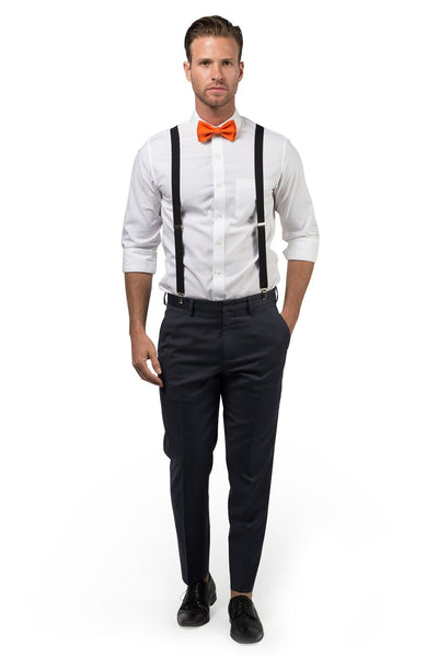 Black Suspenders & Orange Bow Tie