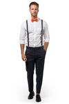 Charcoal Suspenders & Orange Bow Tie