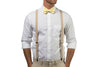 Beige Suspenders & Yellow Bow Tie
