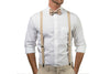 Beige Suspenders & Beige Bow Tie