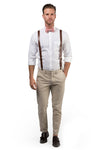 Brown Leather Suspenders & Dusty Rose Bow Tie